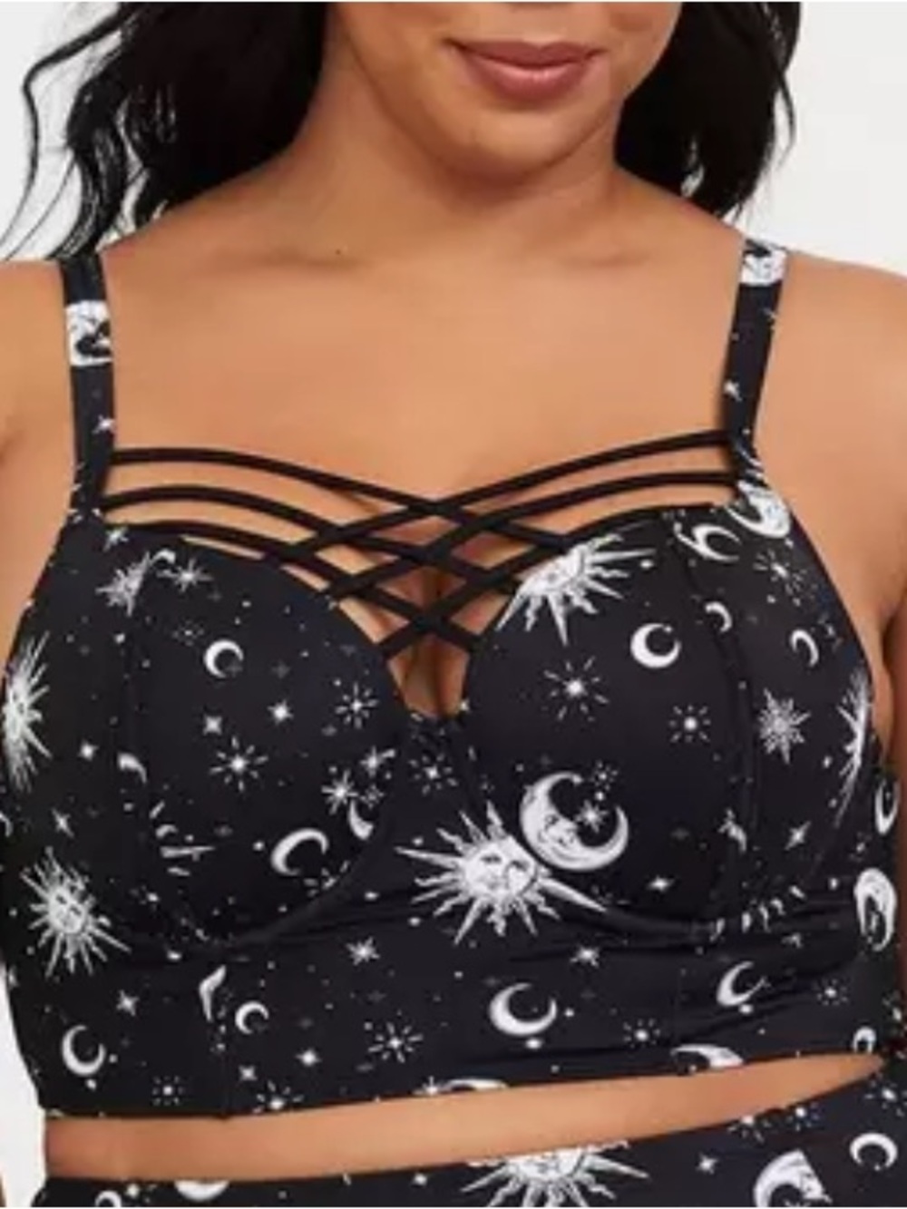 Torrid Star & Moon Strappy Push-Up Balconette Bikini Top Celestial Whimsgoth